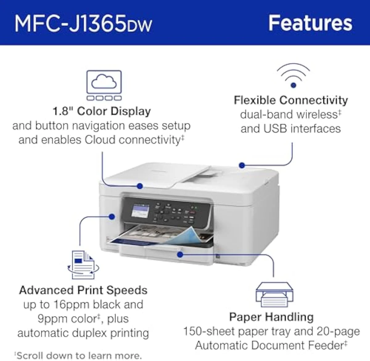 Brother INKvestment 1365 home-office all-in-one inkjet printer, front view