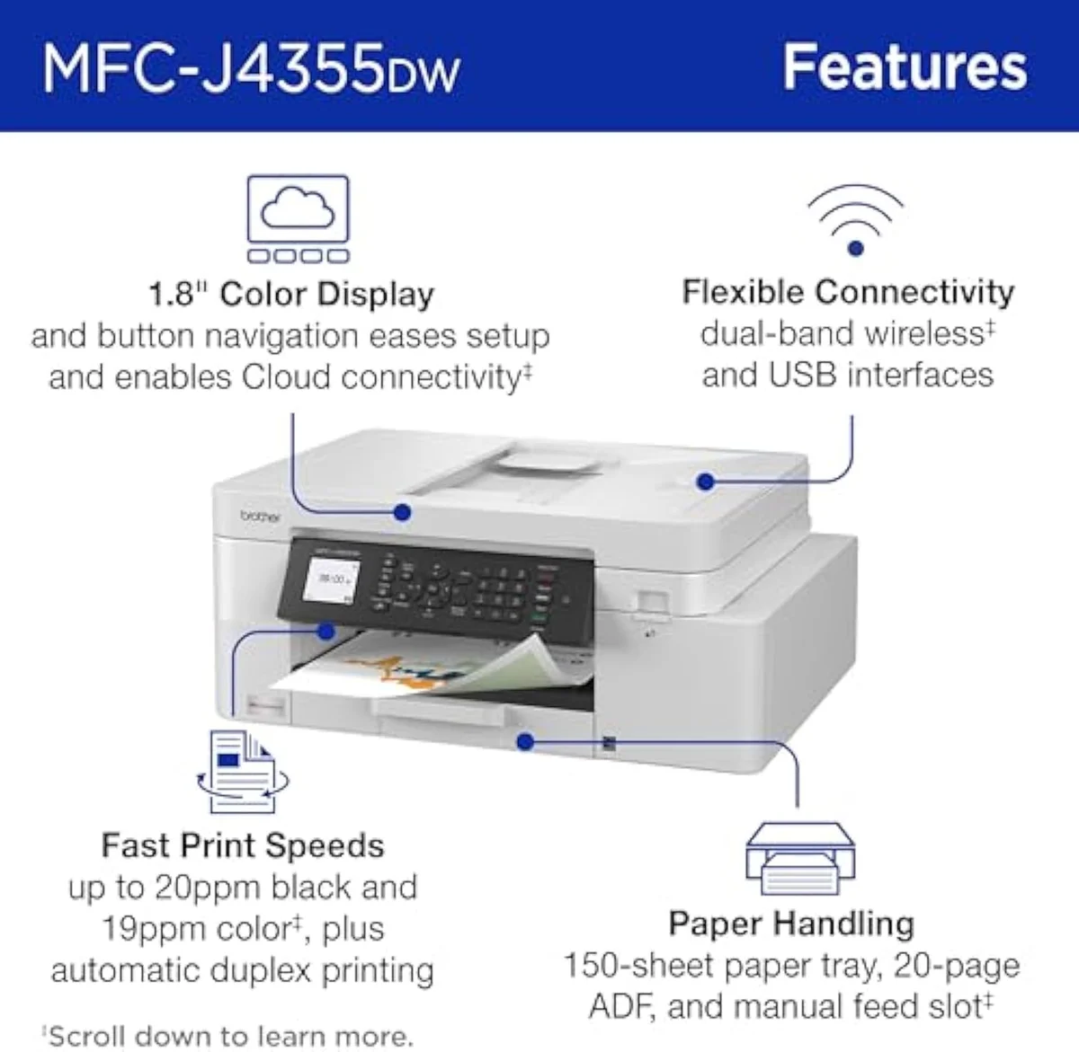Brother INKvestment 4355 Wireless Color Inkjet All-in-One Printer with 1.8” C…