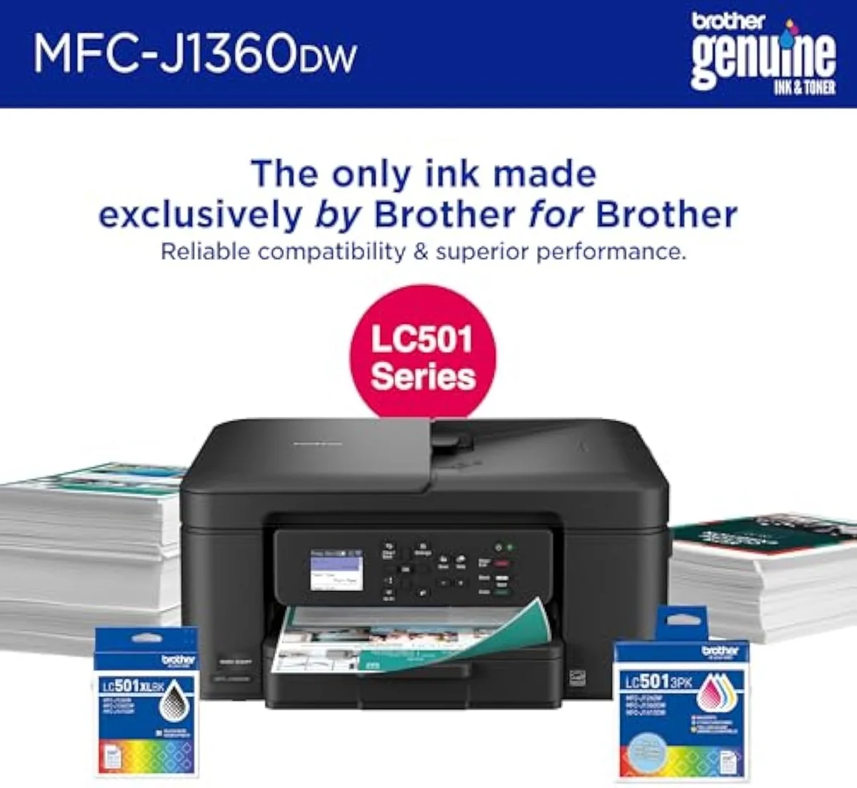 Brother Work Smart 1360, our best office value inkjet all-in-one, front view
