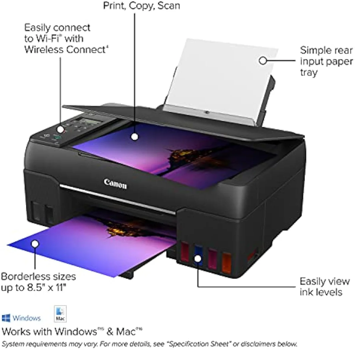 Canon PIXMA G620 MegaTank Photo, the best non-Epson bottle-ink photo printer, front view