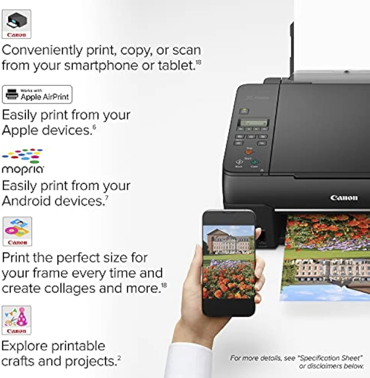 Canon PIXMA G620 MegaTank printer side detail showing bottle-fed ink tanks