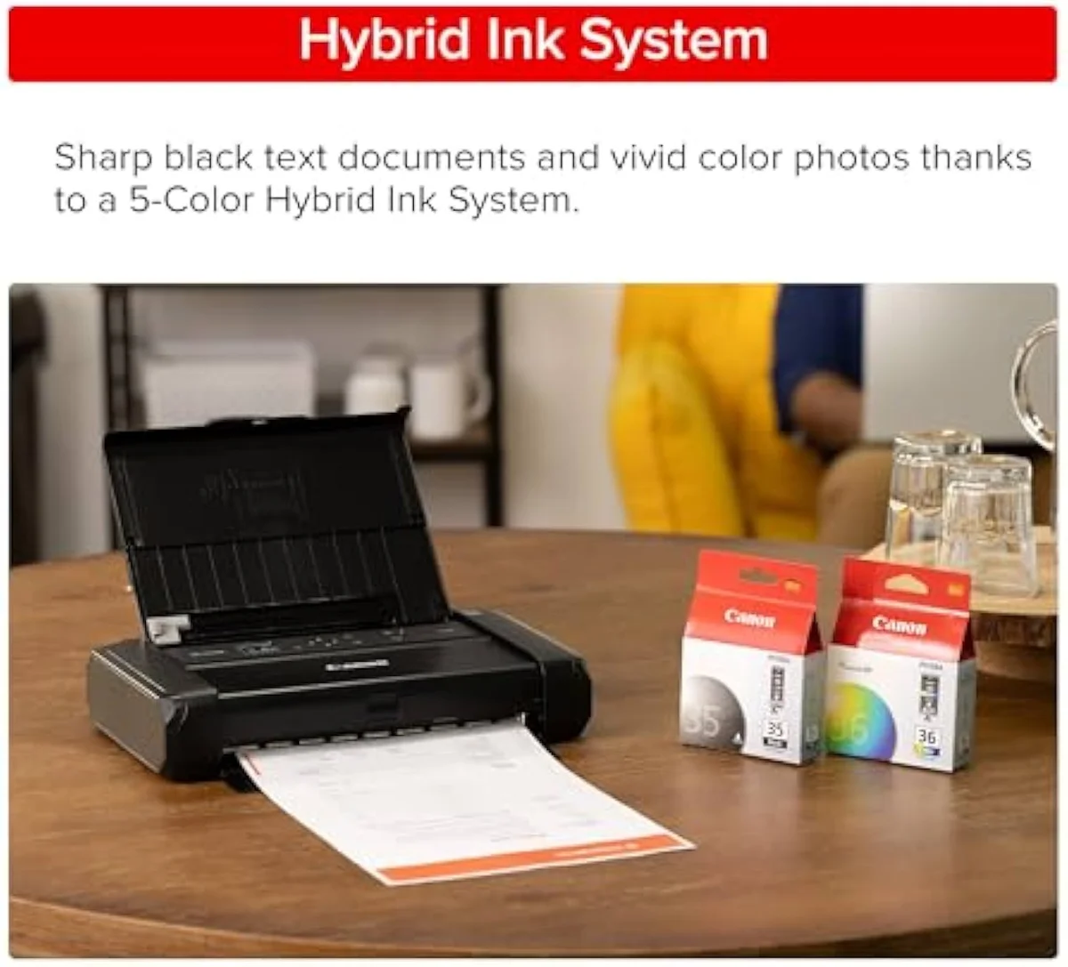Canon PIXMA TR160 portable inkjet printer compact body, angled view