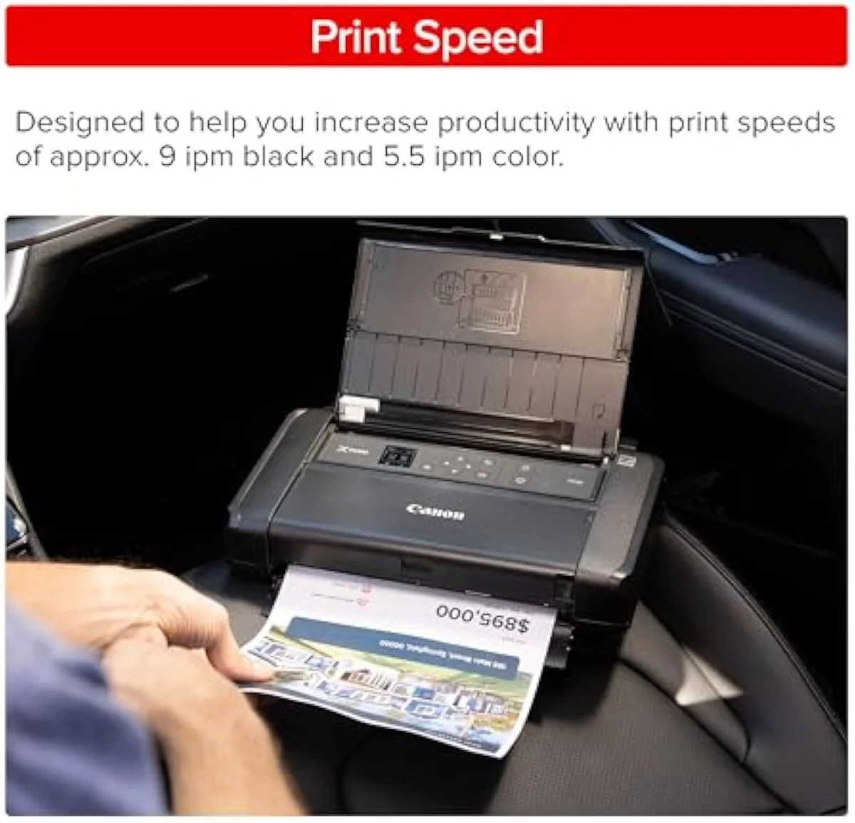 Canon PIXMA TR160 portable printer connection ports and edge detail
