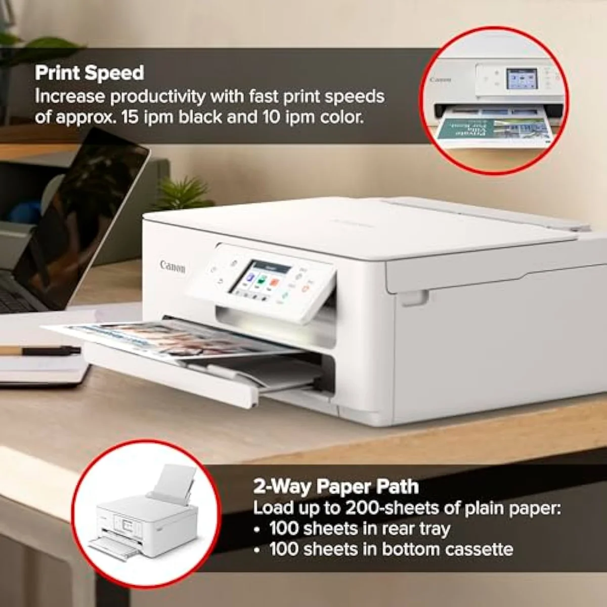 Canon PIXMA TS7720 cartridge all-in-one inkjet printer, front view