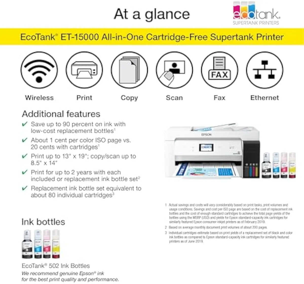 Epson EcoTank ET-15000 Wireless Color All-in-One Supertank Printer with Scanner mounted on camera