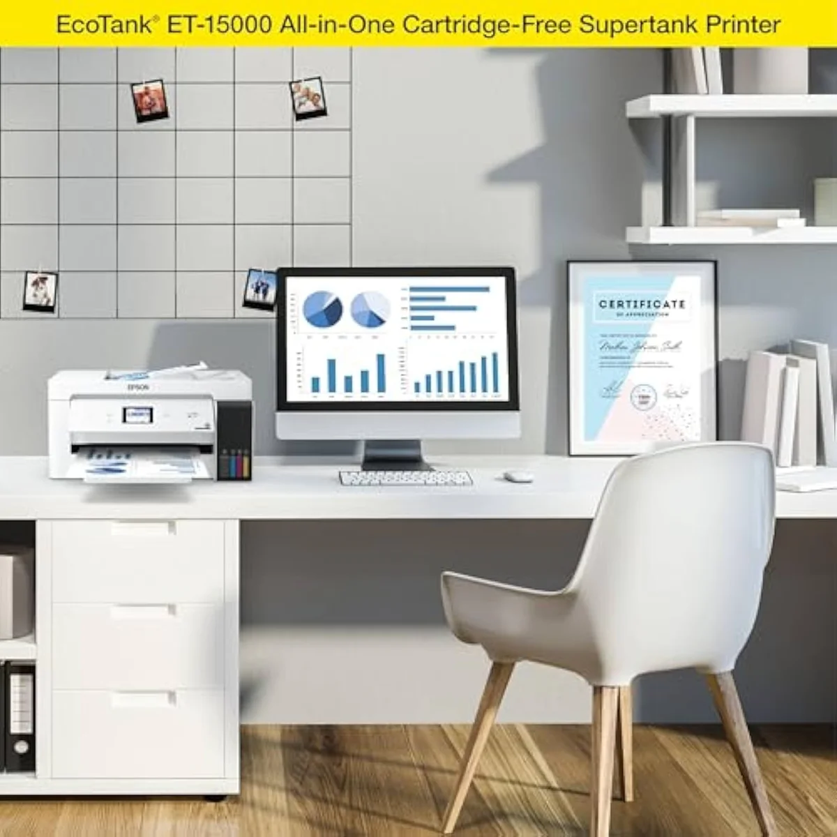 Epson EcoTank ET-15000 control panel and paper tray detail