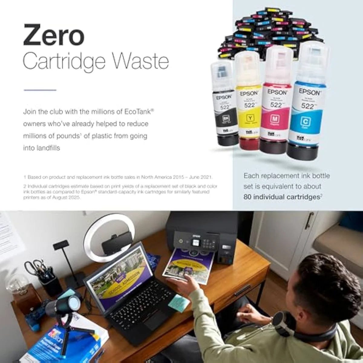 Epson EcoTank ET-2800 refillable cartridge-free supertank wireless all-in-one inkjet printer