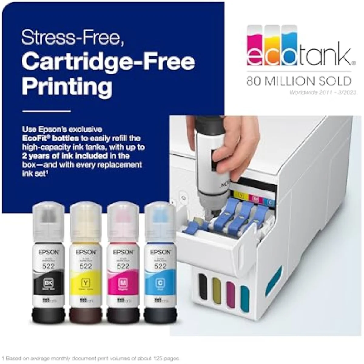 Epson EcoTank ET-2803 Wireless Color All-in-One Cartridge-Free Supertank Printer