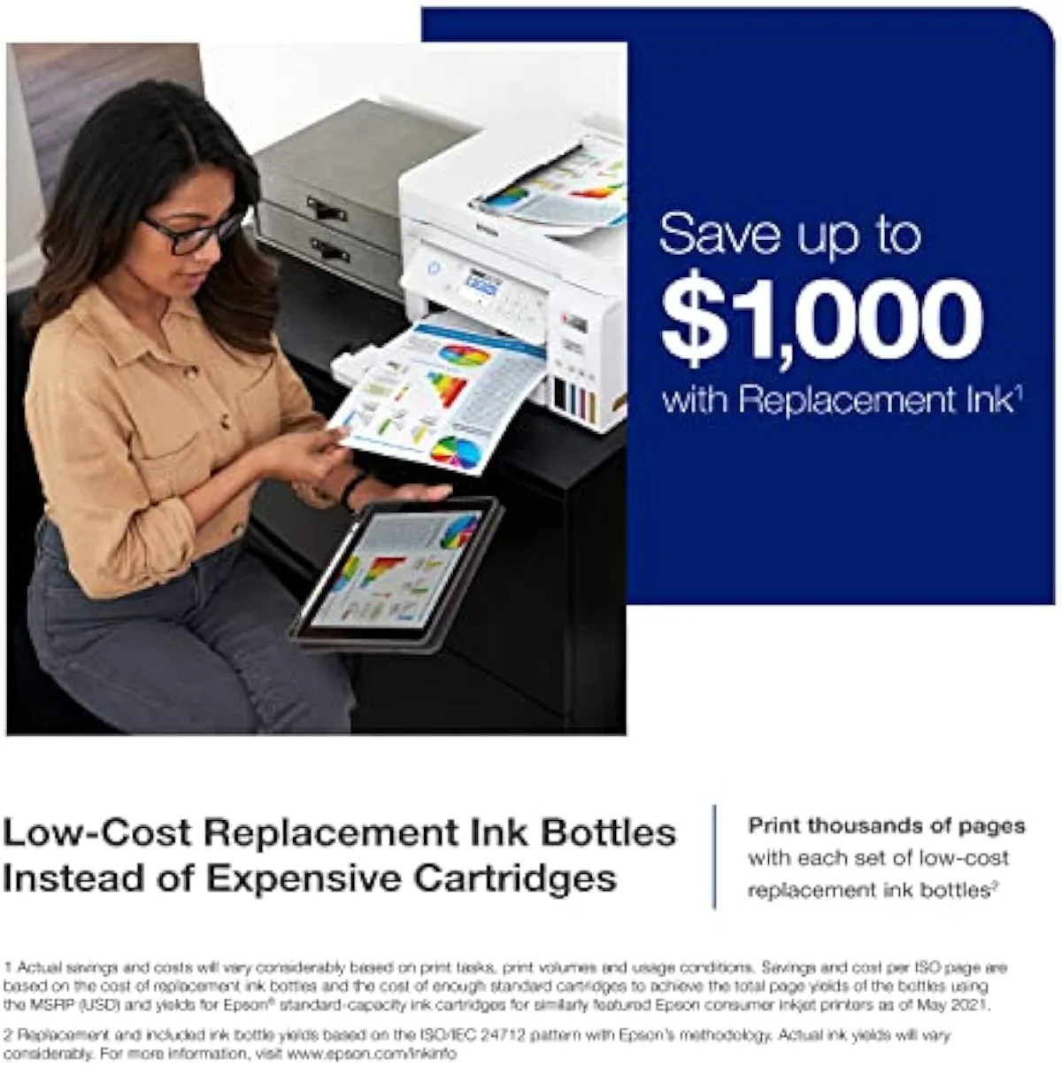 Epson EcoTank ET-3850 Wireless Color All-in-One Cartridge-Free Supertank Printer rear view