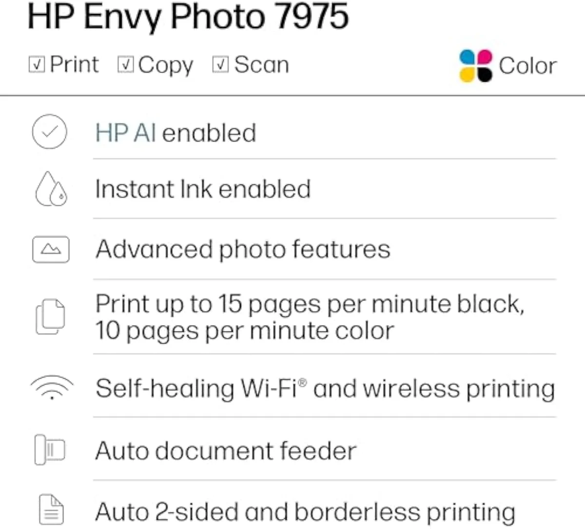 HP Envy Photo 7975, the cartridge photo printer whose ink empties fast, front view