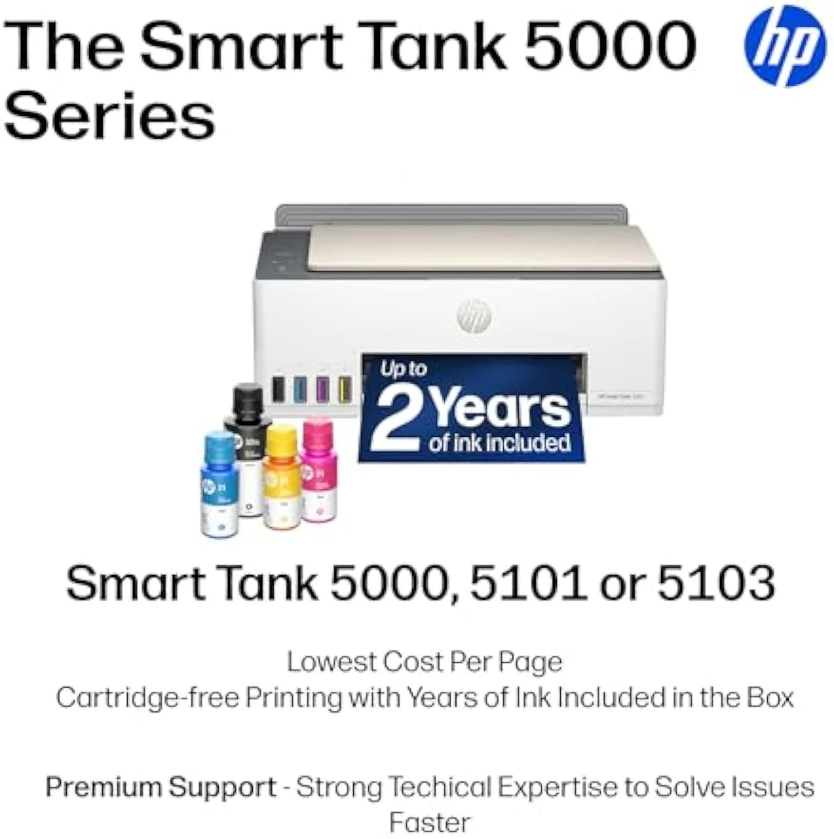 HP Smart Tank 5101 translucent ink tank window showing the fill level