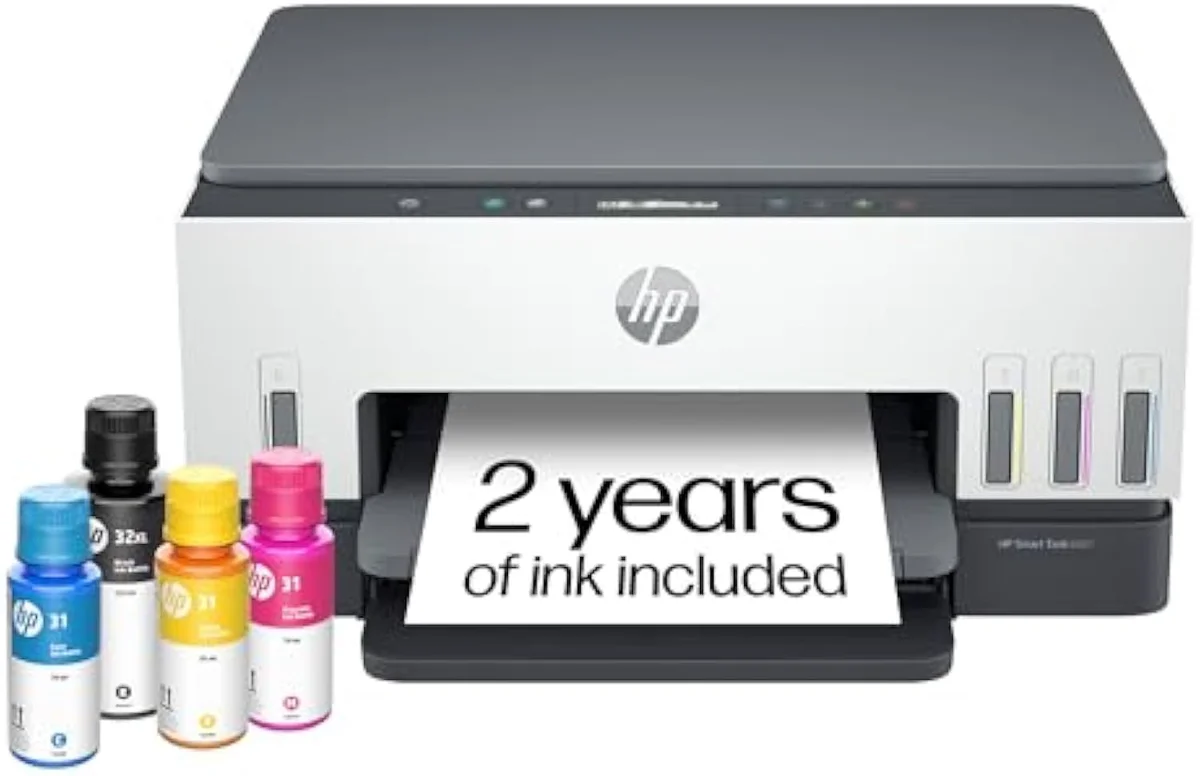 HP Smart Tank 6001 refillable supertank all-in-one wireless inkjet printer with visible ink reservoirs